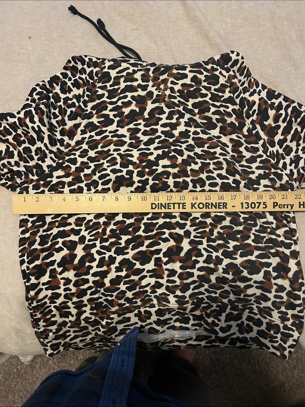 Leopard Print Hooded Sweatshirt - Brown/Black - Picture 9 of 9